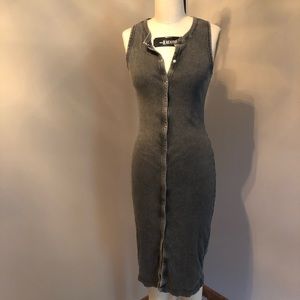 Zara midi dress with snap front acid wash